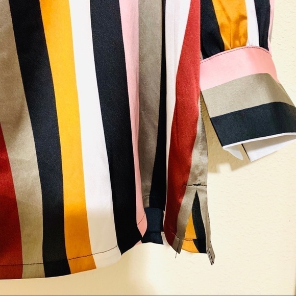 LOFT•Striped off shoulder halter neck silky blouse - Picture 5 of 6